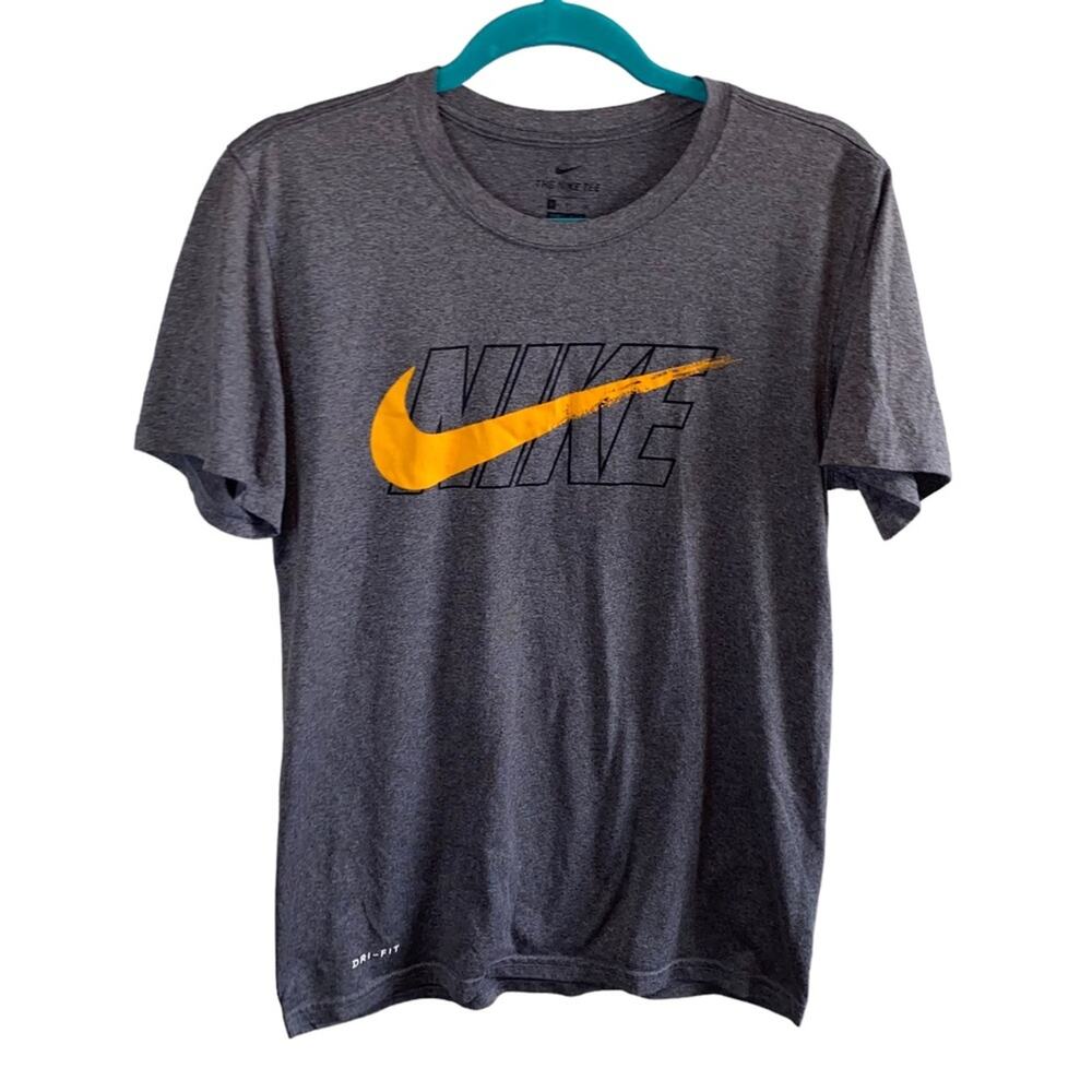 Nike The Nike Tee Dri-Fit Gray‎ Graphic Swoosh T-Shirt Small